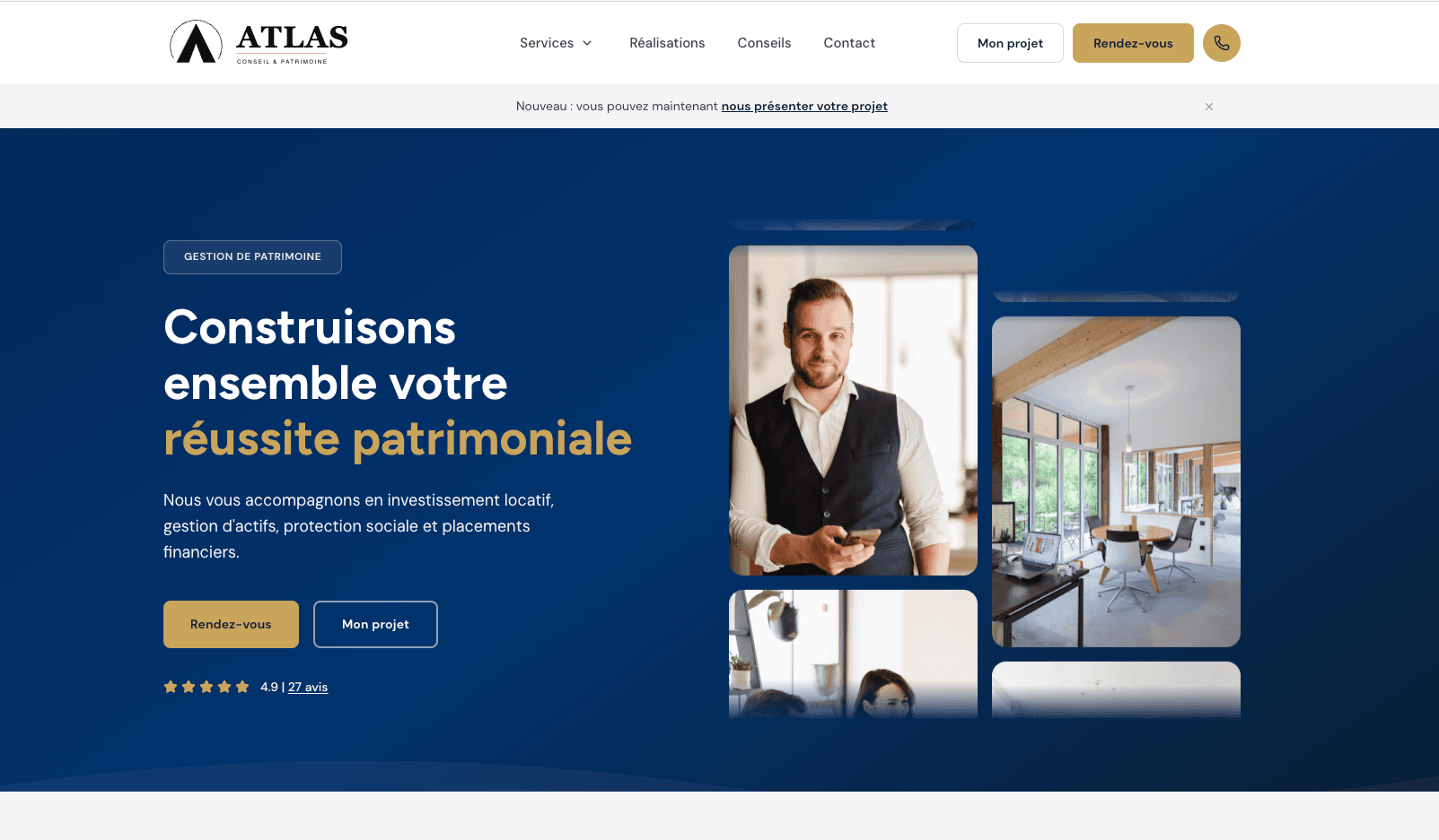 Site web Atlas Conseil et Patrimoine